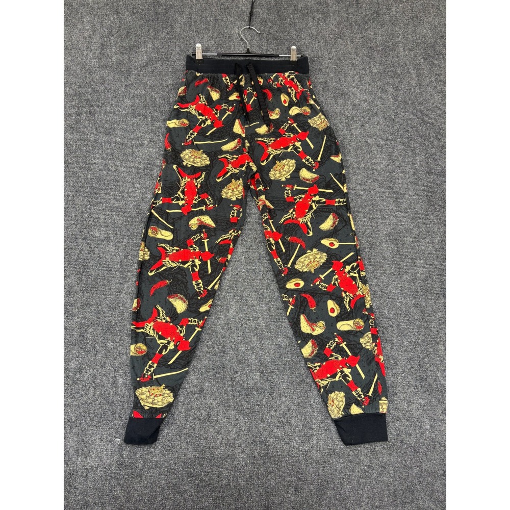Marvel Deadpool Pajama Pants Mens Small Black Excellent Taco Graphic Joggers